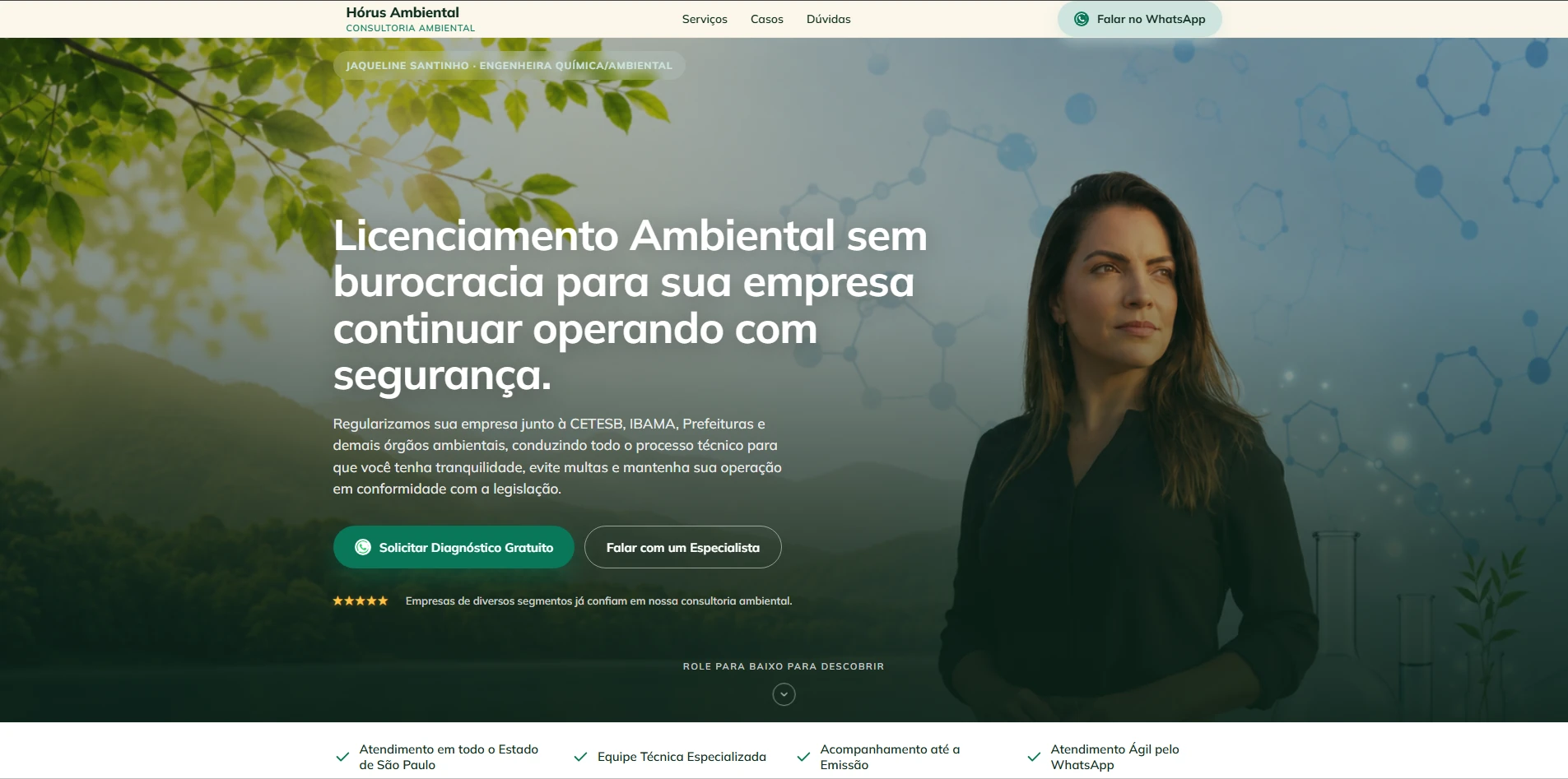 Landing page Hórus Ambiental: consultoria ambiental